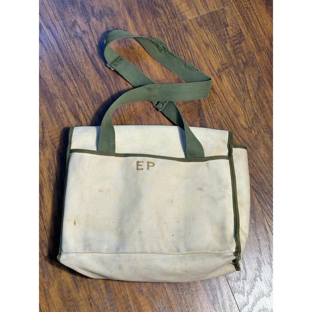 Vintage Tan Leitz Canvas Leather Messenger Bag Camera Bag Utility Grunge